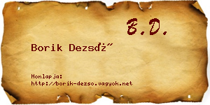 Borik Dezső névjegykártya