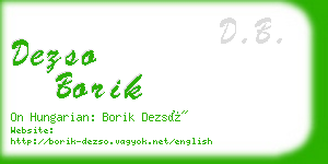 dezso borik business card